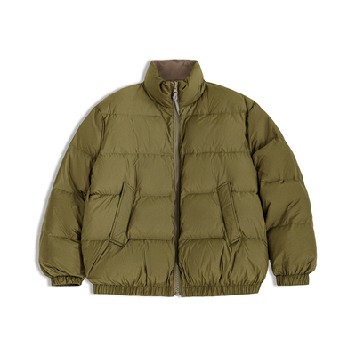 新国标90白鸭绒两面穿立领羽绒服