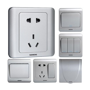 西门子开关插座远景彩银色家用暗装空调面板银灰色单双控带五孔插