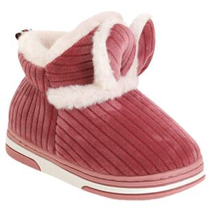 可爱儿童棉拖鞋包跟防滑红色居家男童冬季保暖宝宝毛拖鞋女童棉鞋