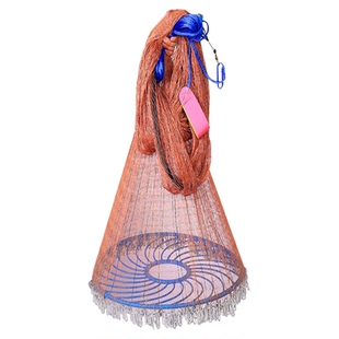 飞盘手抛鱼网新款防锈加粗鱼线撒网圆盘鱼网钢拉丝撒渔网加重铁链