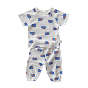 宝宝夏季薄款防蚊裤套装婴儿短袖夏装衣服一岁幼儿分体夏天两件套