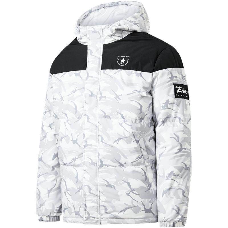 电池熊猫丨鸿星尔克羽绒服2022冬季男士迷彩情侣连帽羽绒衣外套男