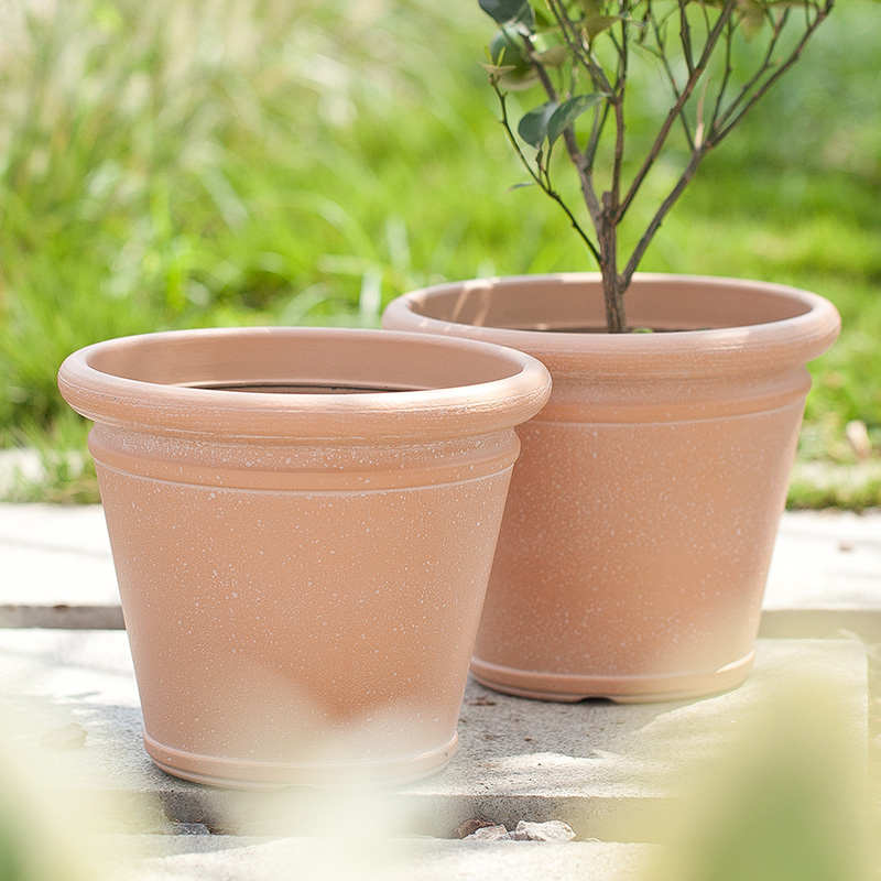 虹越嘉伯瑞梵谷圆型仿陶土塑料树脂花盆加厚耐用阳台种菜草莓种植