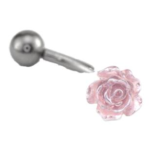 Shinma钛钢半透明粉白山茶花血色玫瑰内螺纹眉钉rook钉耳骨钉耳钉
