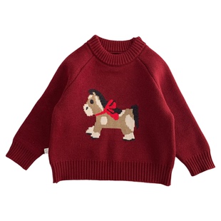 儿童卡通毛衣打底衫2026秋冬新款男女童小马针织衫洋气百搭毛线衣