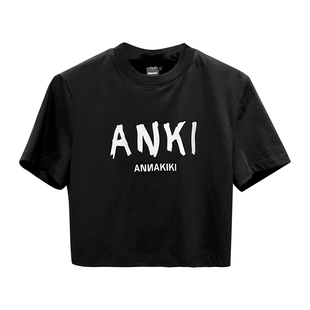 ANNAKIKIT恤 小众设计师款女装 LOGO反光印修身短款上衣短袖T恤