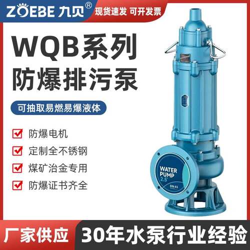 厂家WQB防爆排污泵化工专用潜污泵带防爆证矿用隔爆型潜水污水泵