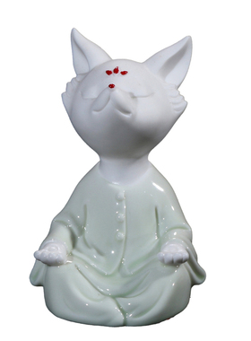 创意陶瓷禅意小狐狸摆件中式摆设