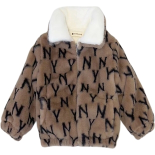 男童冬装加厚加绒棉衣女童宝宝仿皮草外套儿童毛毛衣休闲保暖棉服