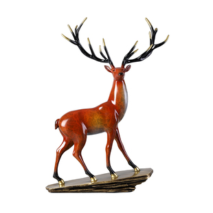 全铜鹿摆件一路高升客厅高档酒柜办公室桌面装饰品送领导升迁礼物