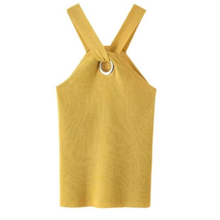 大码女装弹力修身美背打底针织背心胖妹妹挂脖露肩性感小吊带上衣