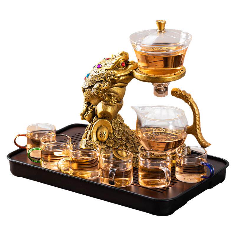 金蟾玻璃全自动茶具套装家用招财进宝懒人泡茶器功夫茶具创意茶杯