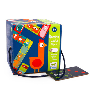 Djeco动物数字多米诺接龙配对儿童逻辑拼图桌面游戏2-3-4岁玩具