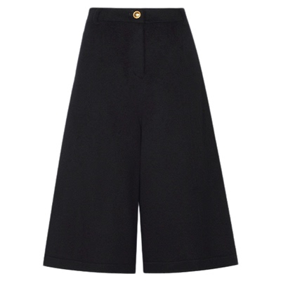 黑红两色阔腿绵羊毛七分裤