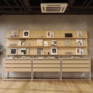 桦木海洋板铝型材展示架货架收纳展览书架文件抽屉陈列样品中岛台