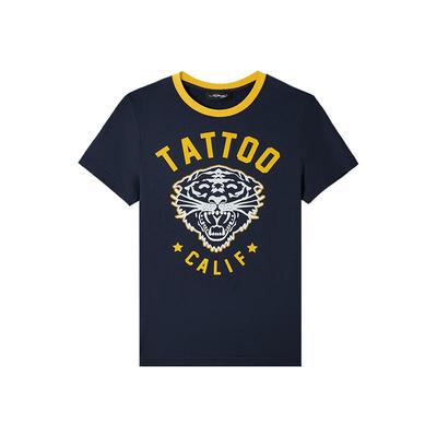 EdHardy女士午夜蓝直身圆领T恤