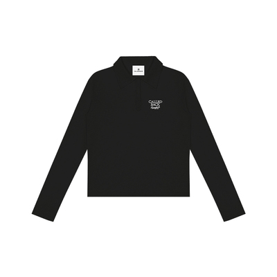 Called Back长袖针织衫女2025秋季新款简约纯色POLO领打底衫上衣