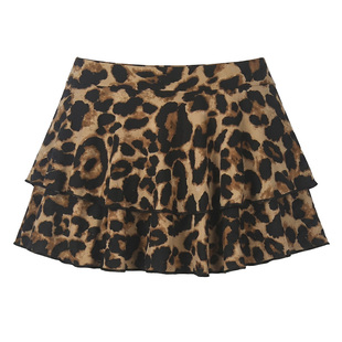 Nova In Sky可定制 豹纹双层蛋糕短裙高腰防走光夏季Tiered Skirt