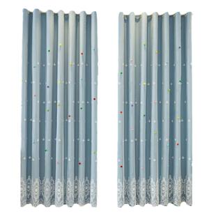 窗帘布料遮光纯色双层一体客厅卧室飘窗公主风新款简约现代绣花纱