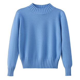 半高领短款毛衣女2025冬新款加厚宽松针织衫小个子洋气内搭打底衫