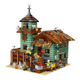 兼容乐高渔夫小屋积木街景城市房子建筑系列模型男女孩子拼装玩具