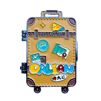 趣浪商店 行李箱打包大连金属翻盖冰箱贴地图拉杆箱旅行