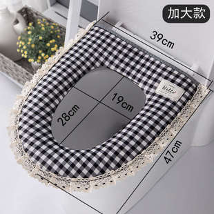 格子马桶垫坐垫特大号内圈加大四季通用冬季加厚拉链款坐便垫套圈