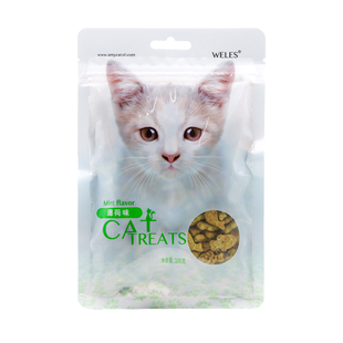 仁可宠物 WELES威尔斯洁齿猫咪零食猫薄荷去毛球防口臭猫饼干100g