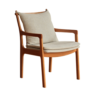 北欧实木橡木现代简约餐厅餐椅软包布艺靠背椅扶手书桌椅子咖啡椅