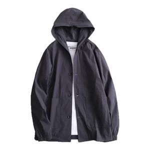 日系短款连帽男士风衣外套春秋薄款简约潮流时尚简约百搭轻奢新款