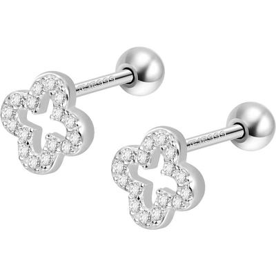 999纯银四叶草耳钉女精致小巧