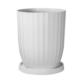 简约树脂花盆大号竖纹加厚加高地面阳台高款圆形塑料花盆特价清仓