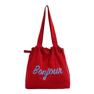 ITSOUMEI通勤布包新款大容量红色托特包包女松弛感单肩包小个子