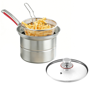 赫巴兹天妇罗304不锈钢油炸锅带滤网家用深锅加高炸锅电磁炉燃气