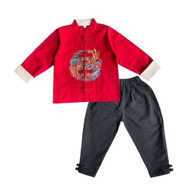 儿童汉服男孩中秋节国学宝宝周岁礼服男童唐装表演春秋女童演出服