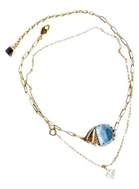 nocturne雾蓝羊皮多种戴法项链