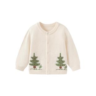 babylove婴儿针织开衫春秋外穿羊毛毛衣外套宝宝保暖衣服浮翠流丹
