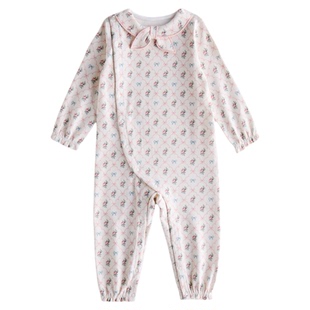 【新品】OAK FAMILY婴儿连体衣海军领结春秋新生宝宝长袖爬服