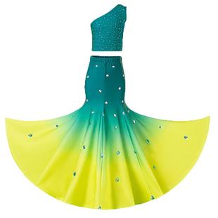 儿童傣族舞孔雀演出服鱼尾裙女童表演服新款傣族演出服儿童