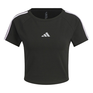 adidas阿迪达斯女子BABY T三条纹短款修身运动休闲短袖T恤KB7753