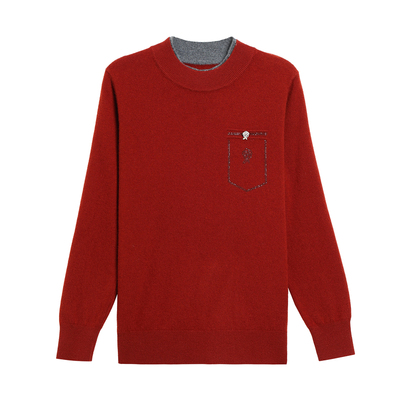 中年妈妈装纯羊毛半高领保暖毛衣