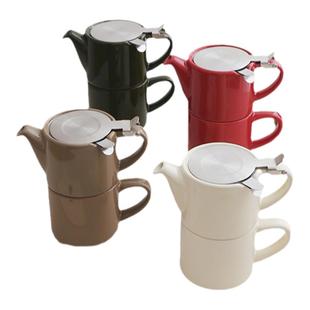 London Pottery一壶一杯简约进口陶瓷办公室独享茶壶咖啡壶带滤网