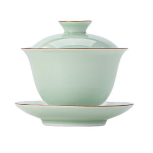 景德镇官方陶瓷盖碗颜色釉三才盖碗家用泡茶专用茶具高档礼盒送礼