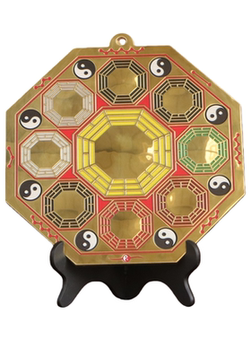 纯黄铜九宫八卦镜摆件入户门挂件