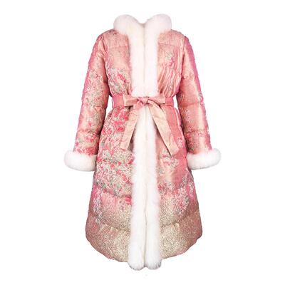 Lillo Lilly奢品高定意大利Ruffo Coli真丝提花白鹅绒名媛羽绒服