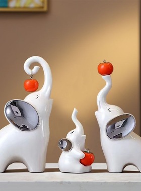 招财大象摆件入户进门玄关酒柜客厅电视柜装饰品吉象乔迁新居礼品