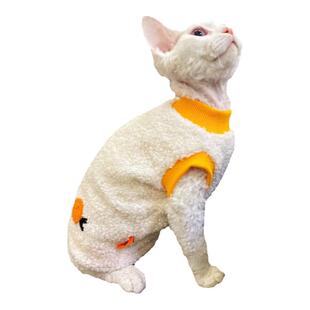 奶油是只无毛猫德文斯芬克斯宠物猫咪冬季保暖衣服里衬宝宝绒包邮