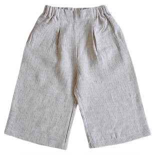 儿童亚麻阔腿裤男女宝宝中性长裤夏季防蚊裤条纹棉麻薄款简约A类