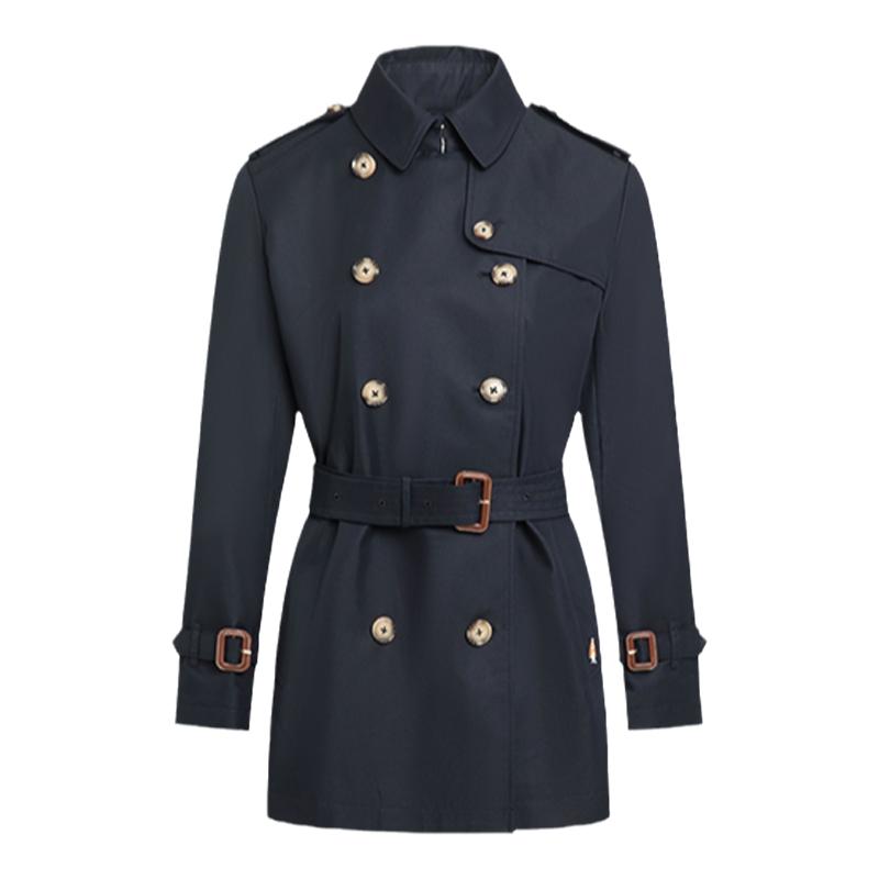 暇步士通勤经典翻领双排扣风衣