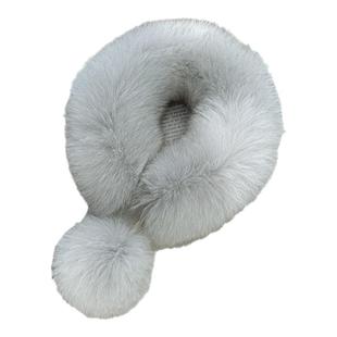 韩版纯色狐狸毛围巾女冬季皮草围脖磁吸扣双面毛保暖毛茸茸毛领子